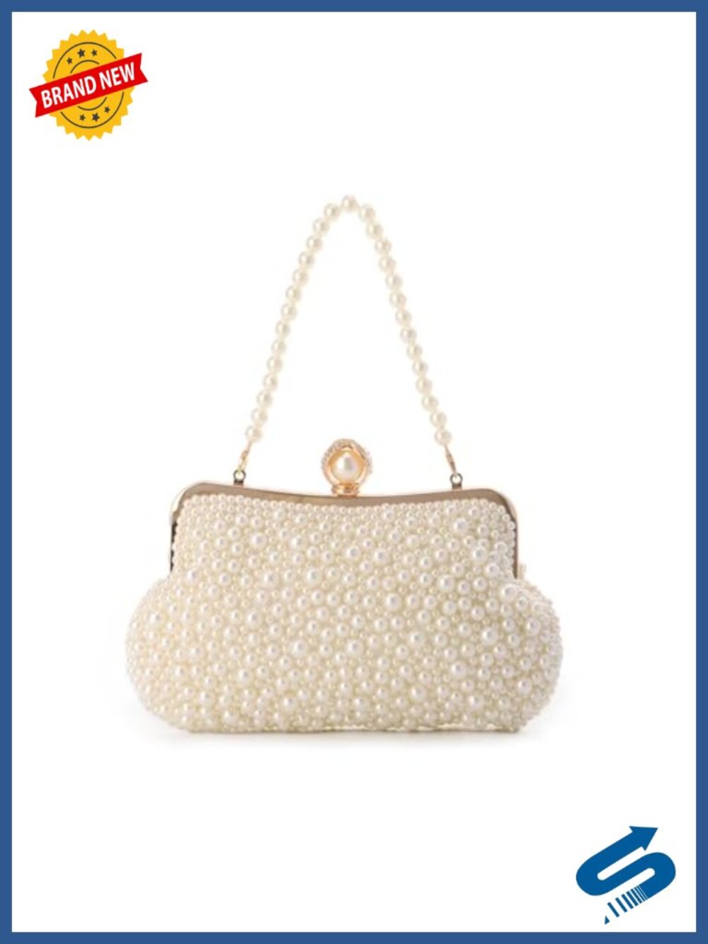 Pearl Crystal Beaded Evening Clutch Purse Wedding Prom Formal Bag